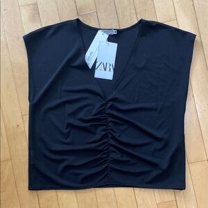 Zara Black Ruched Blouse